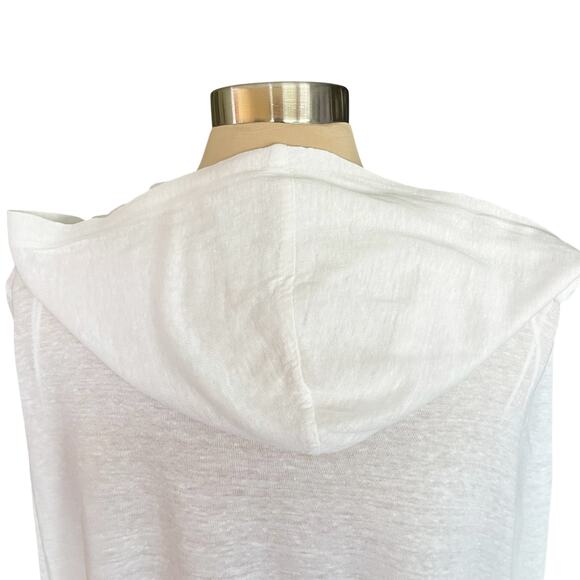 Tahari 100% Linen White Open Front Cardigan Hooded Sz 1X Beachy Coverup Summer - Picture 5 of 8